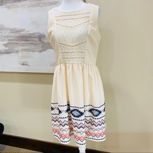 Cream Aztec Sleeveless Dress! Size Large